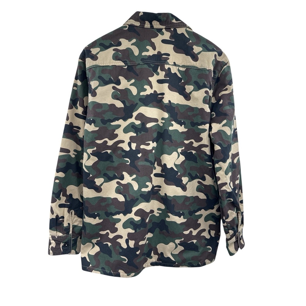 Dogg Supply By Snoop Dogg Button Down Shirt Men Size M Camouflage Reversible Tan - Picture 2 of 11